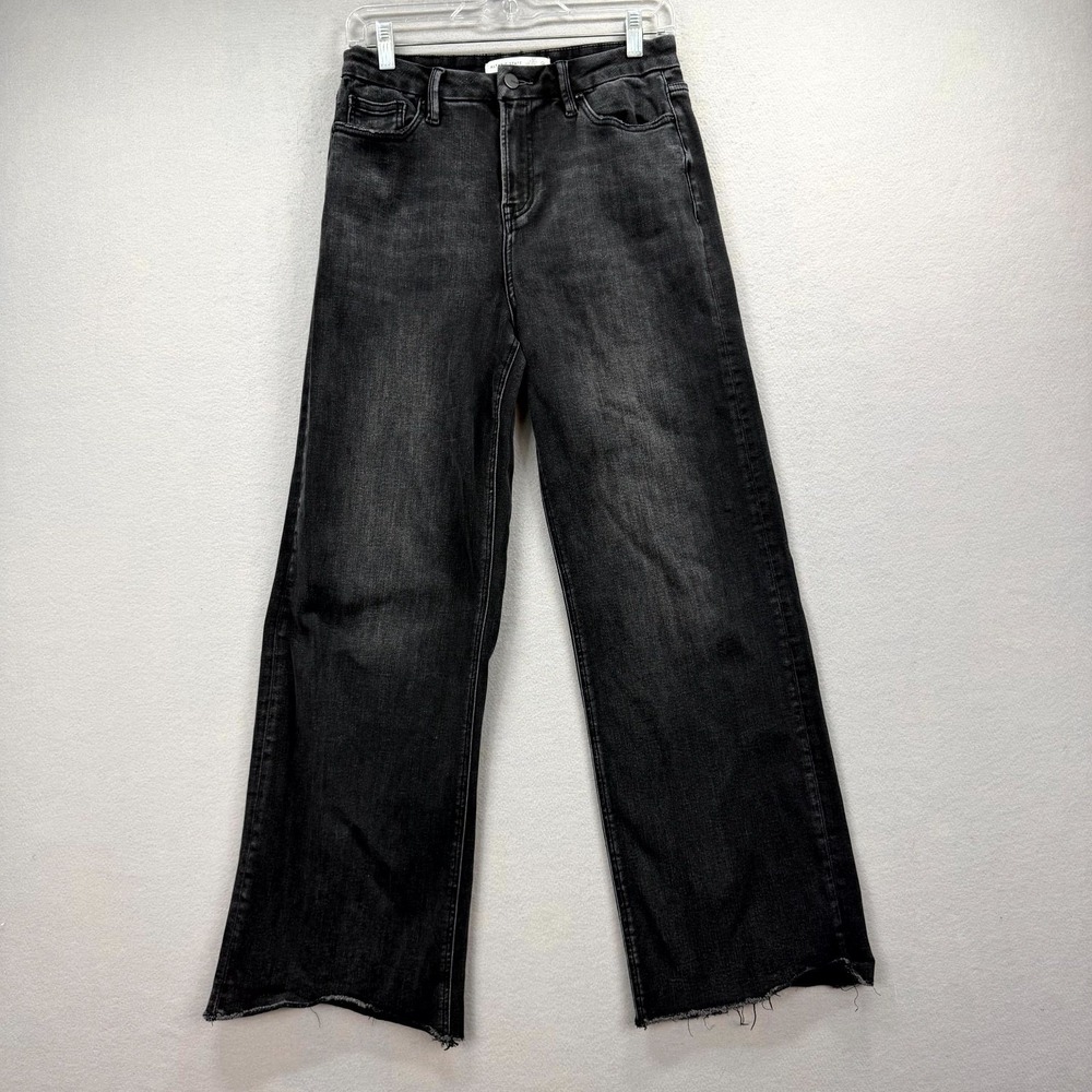 Altar'd State Jeans Womens 28 Dark Gray Denim Pants Wide‎ Baggy Frayed Raw Hem